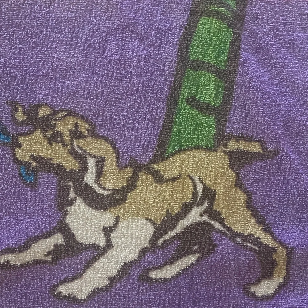 Vintage Cooper-tone Pink and Purple Beach Towel - Graphic Palm Tree Design $90